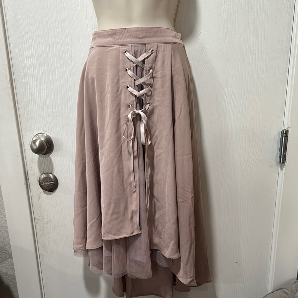Eatme Elegant Lace-Up Pink Skirt size medium